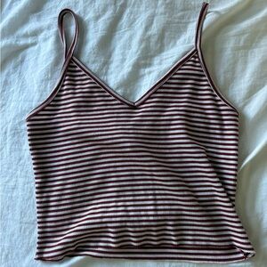 Striped red&white cropped tank